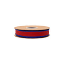 1" Wired Dupioni Ribbon | Red w/ Navy Blue Piping and Backing | 10 Yard Roll