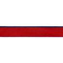1 1/2" Wired Dupioni Ribbon | Red w/ Navy Blue Backing | 10 Yard Roll