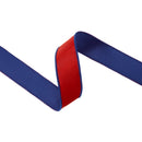 1 1/2" Wired Dupioni Ribbon | Red w/ Navy Blue Backing | 10 Yard Roll