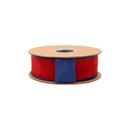 1 1/2" Wired Dupioni Ribbon | Red w/ Navy Blue Backing | 10 Yard Roll