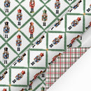24" x 417' Reversible Holiday Wrapping Paper Half Ream | Norfolk Pine Nutcracker/Small Red and Green Plaid