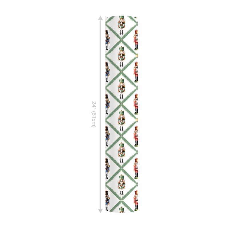 24" x 417' Reversible Holiday Wrapping Paper Half Ream | Norfolk Pine Nutcracker/Small Red and Green Plaid