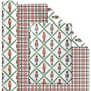 24" x 417' Reversible Holiday Wrapping Paper Half Ream | Norfolk Pine Nutcracker/Small Red and Green Plaid