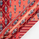 24" x 417' Reversible Holiday Wrapping Paper Half Ream | Ruby Nutcracker/Black and Gold Stripe