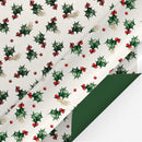 24" x 417' Reversible Holiday Wrapping Paper Half Ream | Vintage Holly/Green Metallic Solids