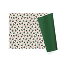 24" x 417' Reversible Holiday Wrapping Paper Half Ream | Vintage Holly/Green Metallic Solids
