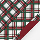 24" x 417' Reversible Holiday Wrapping Paper Half Ream | Vintage Diagonal Plaid/Red Metallic