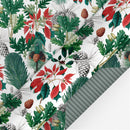 24" x 417' Reversible Holiday Wrapping Paper Half Ream | Holiday Botanical/Green Tone on Tone Diagonal Stripe