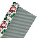 24" x 417' Reversible Holiday Wrapping Paper Half Ream | Holiday Botanical/Green Tone on Tone Diagonal Stripe