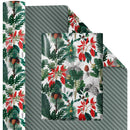 24" x 417' Reversible Holiday Wrapping Paper Half Ream | Holiday Botanical/Green Tone on Tone Diagonal Stripe