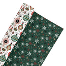 24" x 417" Reversible Holiday Wrapping Paper Half Ream | Retro Ornaments/Retro Snowflakes and Stars