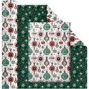 24" x 417" Reversible Holiday Wrapping Paper Half Ream | Retro Ornaments/Retro Snowflakes and Stars