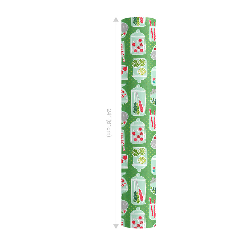 24" x 417' Reversible Holiday Wrapping Paper Half Ream | Sweet Treats/Pink and Red Diagonal Stripes