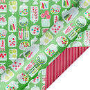 24" x 417' Reversible Holiday Wrapping Paper Half Ream | Sweet Treats/Pink and Red Diagonal Stripes