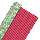 24" x 417' Reversible Holiday Wrapping Paper Half Ream | Sweet Treats/Pink and Red Diagonal Stripes