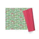 24" x 417' Reversible Holiday Wrapping Paper Half Ream | Sweet Treats/Pink and Red Diagonal Stripes