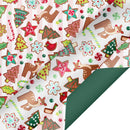 24" x 417' Reversible Holiday Wrapping Paper Half Ream | Sweet Cookies/Solid Green