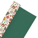 24" x 417' Reversible Holiday Wrapping Paper Half Ream | Sweet Cookies/Solid Green