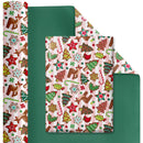 24" x 417' Reversible Holiday Wrapping Paper Half Ream | Sweet Cookies/Solid Green