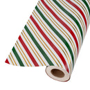 24" x 417' Holiday Reversible Metallic Wrapping Paper Half Ream | Holiday Stripe and Vintage Santa Faces