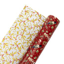 24" x 417' Holiday Reversible Metallic Wrapping Paper Half Ream | Holly Nutcracker and Gold Holiday Scroll