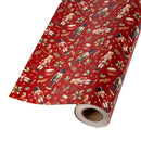 24" x 417' Holiday Reversible Metallic Wrapping Paper Half Ream | Holly Nutcracker and Gold Holiday Scroll