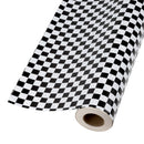 24" x 417' Holiday Reversible Wrapping Paper Half Ream | Black/White Checked and Black/White Stripe