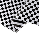 24" x 417' Holiday Reversible Wrapping Paper Half Ream | Black/White Checked and Black/White Stripe