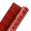 24" x 417' Holiday Reversible Metallic Wrapping Paper Half Ream | Checkerboard Nutcracker and Holiday Argyle