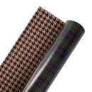 24" x 417' Holiday Reversible Wrapping Paper Half Ream | Fashion Plaid and Brown Herringbone