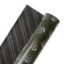 24" x 417' Holiday Reversible Wrapping Paper Half Ream | Pine Cone and Pine and Diagonal