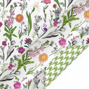 24" x 417' Reversible Wrapping Paper Half Ream | Bright Blooms w/ Green Herringbone