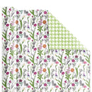 24" x 417' Reversible Wrapping Paper Half Ream | Bright Blooms w/ Green Herringbone