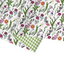 24" x 417' Reversible Wrapping Paper Half Ream | Bright Blooms w/ Green Herringbone