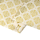 24" x 417' Holiday Reversible Metallic Wrapping Paper Half Ream | Gold Damask and Gold Bows