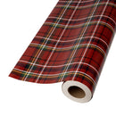 24" x 417' Holiday Reversible Wrapping Paper Half Ream | Traditional Tartan Plaid and Decorated Trees