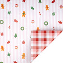 24" x 417' Holiday Reversible Wrapping Paper Half Ream | Christmas Cuties on Stripes and Merry Checks