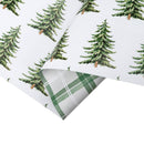 24" x 417' Holiday Reversible Wrapping Paper Half Ream | All-over Trees and Green/White Plaid