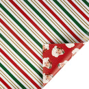 30" x 10' Holiday Reversible Metallic Wrapping Paper | Holiday Stripe and Vintage Santa Faces