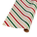 30" x 10' Holiday Reversible Metallic Wrapping Paper | Holiday Stripe and Vintage Santa Faces