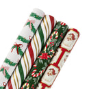 30" x 10' Holiday Reversible Metallic Wrapping Paper Bundle (4-pack) | Vintage Santa and Holiday Greens
