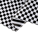 30" x 10' Holiday Reversible Wrapping Paper | Black/White Checked and Black/White Stripe