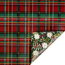 30" x 10' Holiday Reversible Metallic Wrapping Paper | Rich Plaid and Holiday Floral and Ribbons