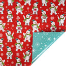 30" x 10' Holiday Reversible Wrapping Paper | Vintage Snowman and Starburst on Blue