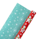 30" x 10' Holiday Reversible Wrapping Paper | Vintage Snowman and Starburst on Blue