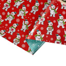 30" x 10' Holiday Reversible Wrapping Paper | Vintage Snowman and Starburst on Blue