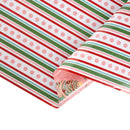 30" x 10' Holiday Reversible Wrapping Paper | Pink, Red and Green Dots and Stripes and Vintage Trees on Pink