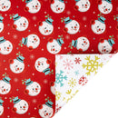 30" x 10' Holiday Reversible Wrapping Paper | Vintage Snowman Faces and Vintage Snowflakes