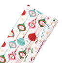 30" x 10' Holiday Reversible Wrapping Paper | Vintage Candy Canes and Starburst and Vintage Ornaments