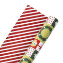 30" x 10' Holiday Reversible Wrapping Paper | Christmas Geometric and Red/White Stripe
